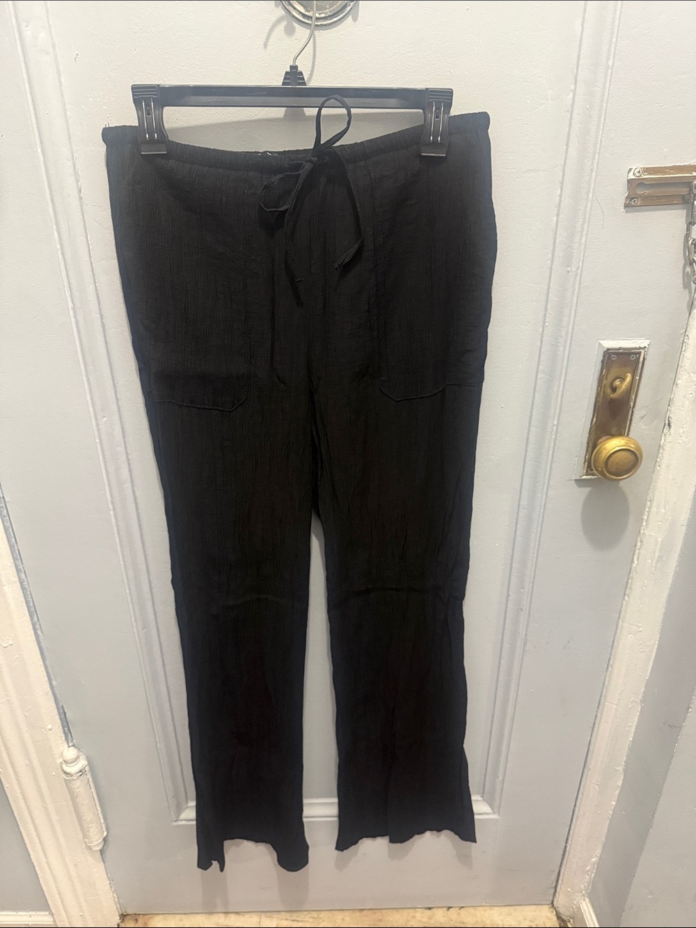 Zara Black  Drawstring Long wrinkled Pants